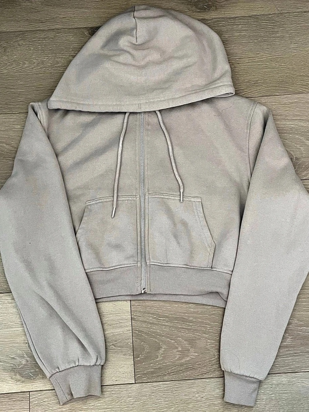 Refuge Cropped Zip Hoodie in Tan Size Medium Like New